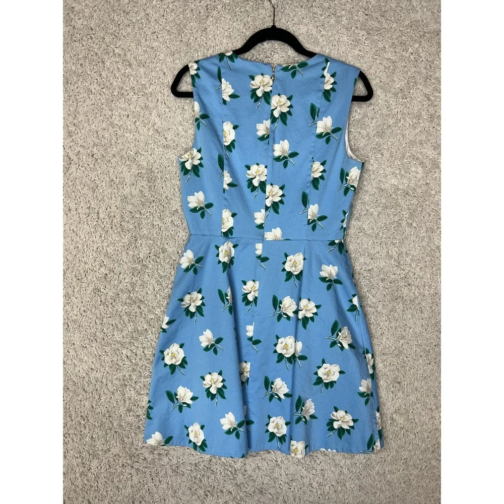 Draper James Sky Blue Floral V-Neck Fit & Flare Dress